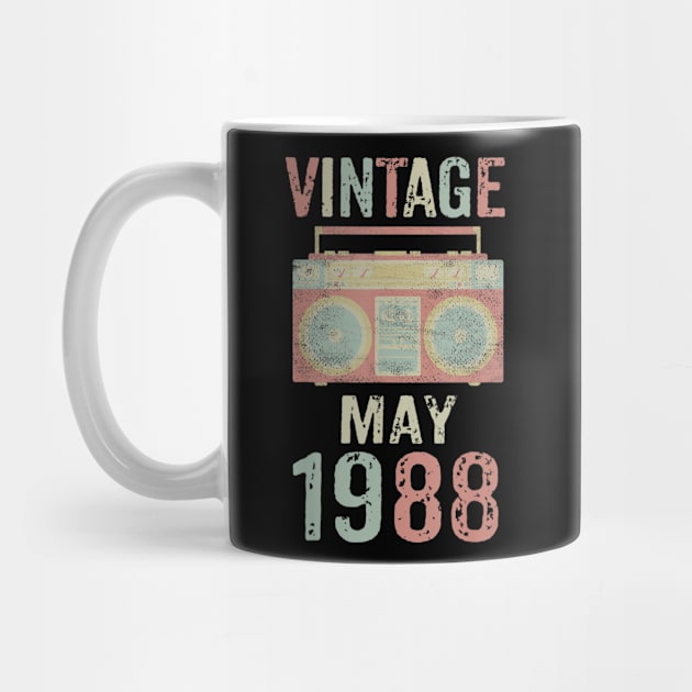 Born May 1988 Vintage Birthday Retro Ghetto Blaster by teudasfemales